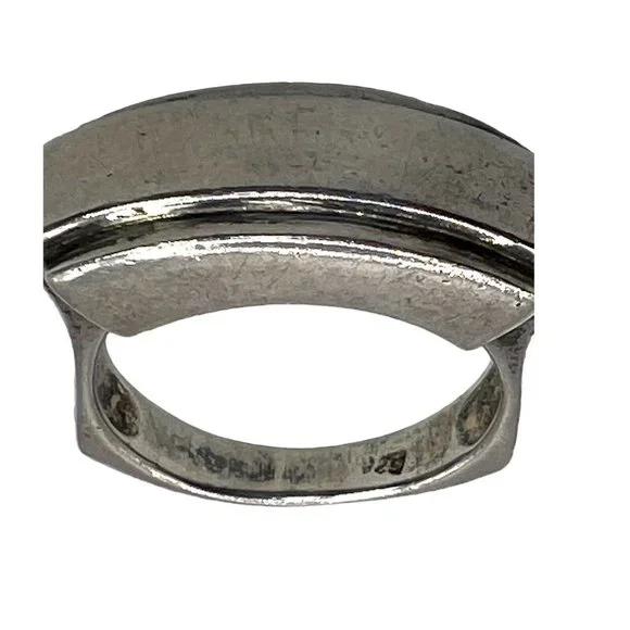 925 Italy Sterling Silver Estate Vintage Ring Artistic Sleek Wide Size 6.75 - Picture 9 of 11